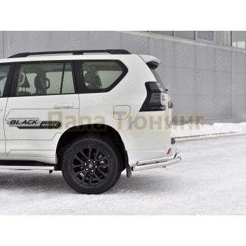Защита заднего бампера уголки d57 секции-d42 секции РусСталь для Toyota Land Cruiser Prado 150 Black Onyx 2020-