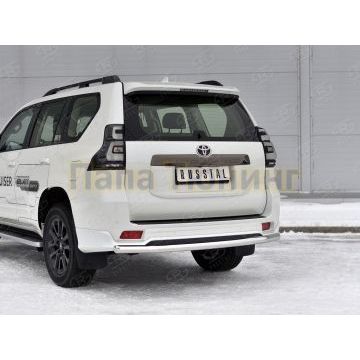 Защита заднего бампера d57 секции(укороченная) РусСталь для Toyota Land Cruiser Prado 150 Black Onyx 2020-