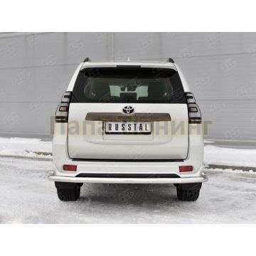 Защита заднего бампера d57 секции-d42 уголки РусСталь для Toyota Land Cruiser Prado 150 Black Onyx 2020-