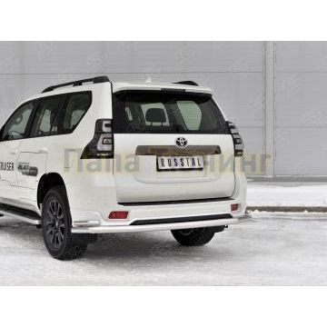Защита заднего бампера d57 секции-d42 уголки РусСталь для Toyota Land Cruiser Prado 150 Black Onyx 2020-