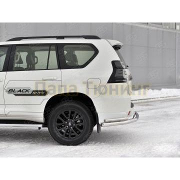 Защита заднего бампера d57 секции-d42 уголки РусСталь для Toyota Land Cruiser Prado 150 Black Onyx 2020-