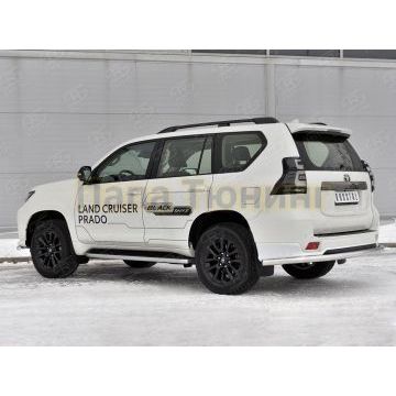 Защита заднего бампера d57 секции РусСталь для Toyota Land Cruiser Prado 150 Black Onyx 2020-
