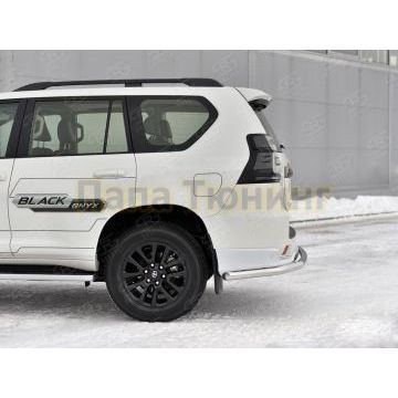Защита заднего бампера d57 секции РусСталь для Toyota Land Cruiser Prado 150 Black Onyx 2020-