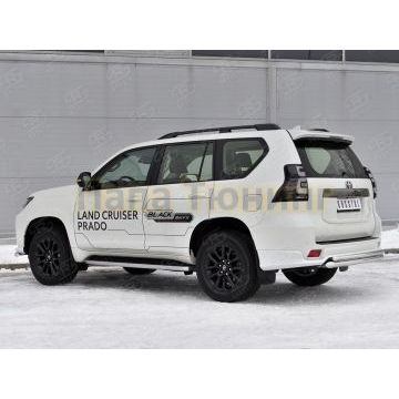 Защита заднего бампера d57 дуга-d42 дуга РусСталь для Toyota Land Cruiser Prado 150 Black Onyx 2020-