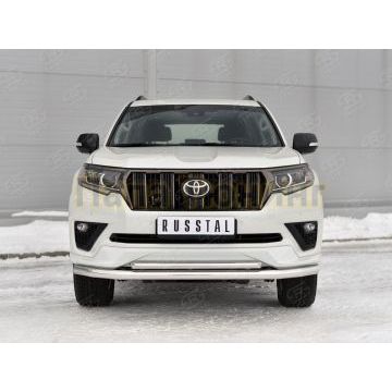 Защита переднего бампера d57 секции-d42 дуга РусСталь для Toyota Land Cruiser Prado 150 Black Onyx 2020-