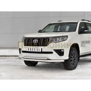 Защита переднего бампера d57 секции-d42 дуга РусСталь для Toyota Land Cruiser Prado 150 Black Onyx 2020-