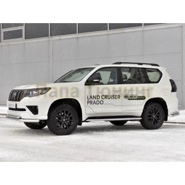 Защита переднего бампера d57 секции-d42 дуга РусСталь для Toyota Land Cruiser Prado 150 Black Onyx 2020-