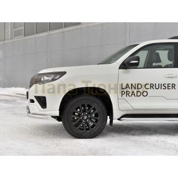 Защита переднего бампера d57 секции-d42 дуга РусСталь для Toyota Land Cruiser Prado 150 Black Onyx 2020-
