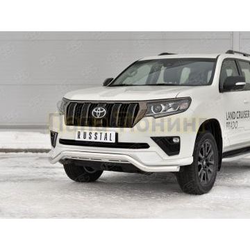Защита переднего бампера d57 волна РусСталь для Toyota Land Cruiser Prado 150 Black Onyx 2020-