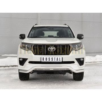 Защита переднего бампера d57 волна РусСталь для Toyota Land Cruiser Prado 150 Black Onyx 2020-
