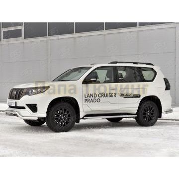 Защита переднего бампера d57 волна РусСталь для Toyota Land Cruiser Prado 150 Black Onyx 2020-