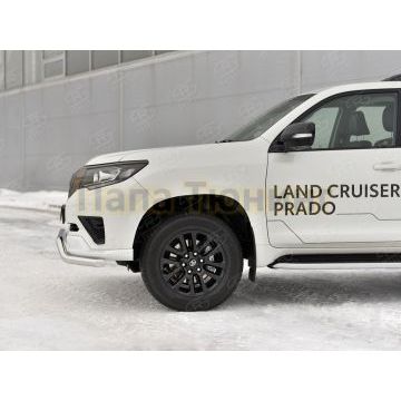 Защита переднего бампера d57 волна РусСталь для Toyota Land Cruiser Prado 150 Black Onyx 2020-