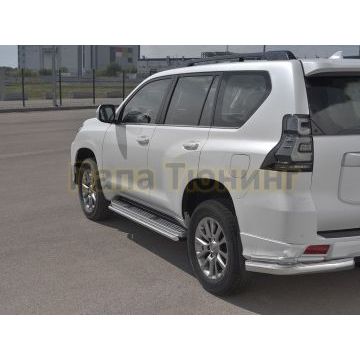 Защита порогов d42 РусСталь для Toyota Land Cruiser Prado 150 Black Onyx 2020-