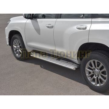 Защита порогов d42 РусСталь для Toyota Land Cruiser Prado 150 Black Onyx 2020-