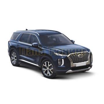 Пороги алюминиевые Rival Black-Premium для Hyundai Palisade 2021-/Kia Telluride 2023-