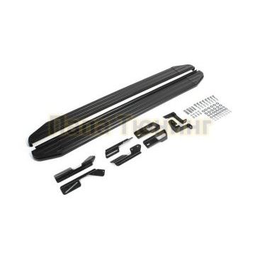 Пороги алюминиевые Rival Black-Premium для Peugeot 3008 2017-