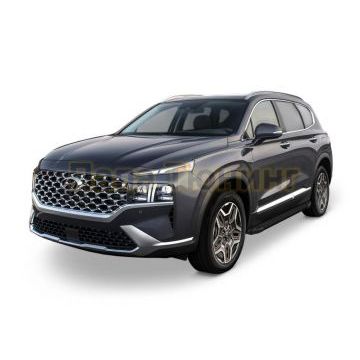 Пороги алюминиевые Rival Black Start для Hyundai Santa Fe 2021-