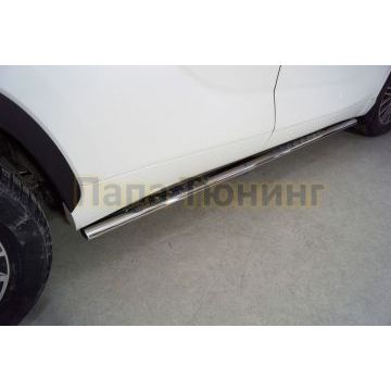 Пороги овальные с проступью 75х42 мм ТСС для Toyota Highlander 2020-