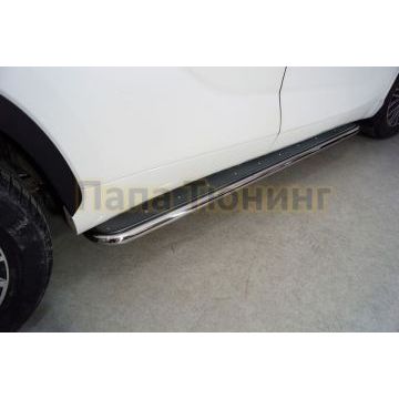 Пороги с площадкой (нерж. лист) 42,4 мм ТСС для Toyota Highlander 2020-