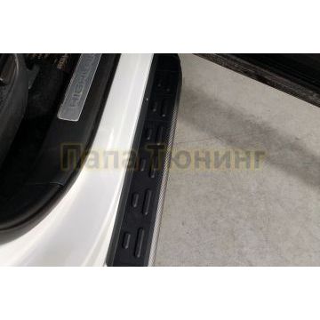 Пороги алюминиевые с пластиковой накладкой 1820 мм (карбон серые) ТСС для Toyota Highlander 2020-