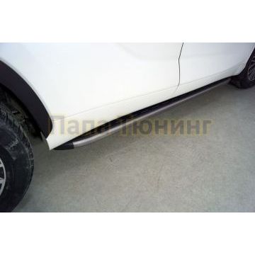 Пороги алюминиевые с пластиковой накладкой 1820 мм (карбон серые) ТСС для Toyota Highlander 2020-