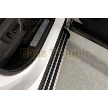 Пороги алюминиевые "Slim Line Silver" 1820 мм ТСС для Toyota Highlander 2020-