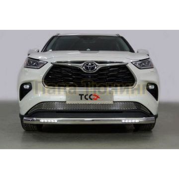 Защита передняя нижняя (овальная с ДХО) 75х42 мм ТСС для Toyota Highlander 2020- Защита передняя нижняя (овальная с ДХО) 75х42 мм ТСС для Toyota Highlander 2020-