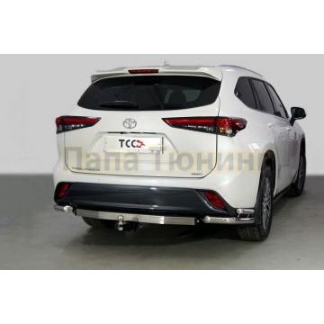 Защита задняя (уголки двойные) 60,3/42,4 мм ТСС для Toyota Highlander 2020-