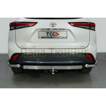 Защита задняя (уголки двойные) 60,3/42,4 мм ТСС для Toyota Highlander 2020-