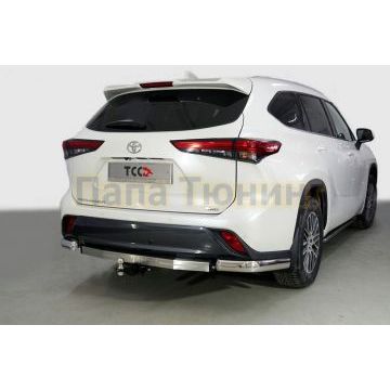 Защита задняя (уголки овальные) 75х42 мм ТСС для Toyota Highlander 2020-