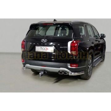 Защита задняя (уголки овальные) 75х42 мм ТСС для Hyundai Palisade 2021-