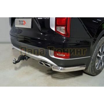 Защита задняя (уголки овальные) 75х42 мм ТСС для Hyundai Palisade 2021-