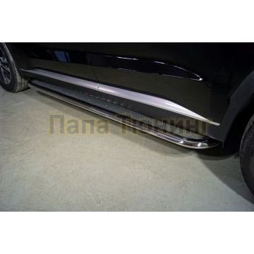 Пороги с площадкой (нерж. лист) 75х42 мм ТСС для Hyundai Palisade 2021-