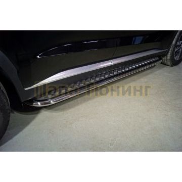 Пороги с площадкой 75х42 мм ТСС для Hyundai Palisade 2021-