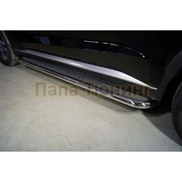 Пороги с площадкой (нерж. лист) 60,3 мм ТСС для Hyundai Palisade 2021-