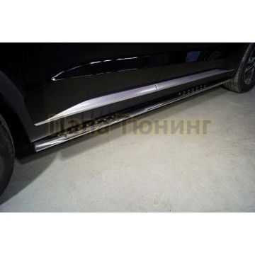 Пороги овальные с проступью 75х42 мм ТСС для Hyundai Palisade 2021-