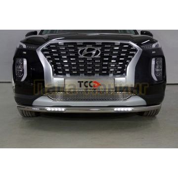 Защита передняя нижняя (с ДХО) 60,3 мм ТСС для Hyundai Palisade 2021- Защита передняя нижняя (с ДХО) 60,3 мм ТСС для Hyundai Palisade 2021-