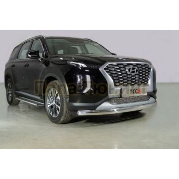 Защита передняя нижняя (овальная) 75х42 мм ТСС для Hyundai Palisade 2021-