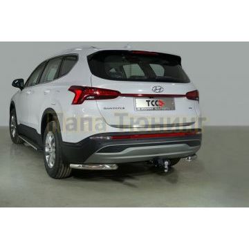 Защита задняя (уголки) 60,3 мм ТСС для Hyundai Santa Fe 2021-