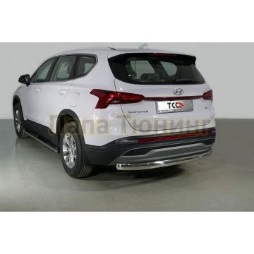 Защита задняя (овальная)  75х42 мм ТСС для Hyundai Santa Fe 2021-