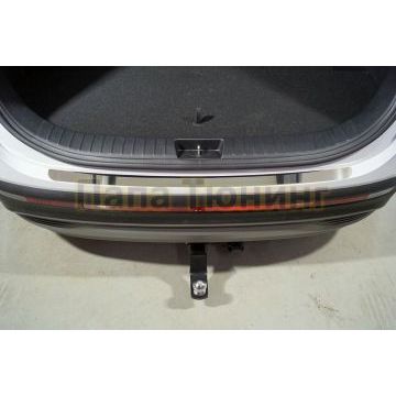 Накладка на задний бампер (лист зеркальный)  ТСС для Hyundai Santa Fe 2021-