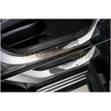 Накладки на пороги (лист зеркальный) 4шт ТСС для Hyundai Santa Fe 2021-