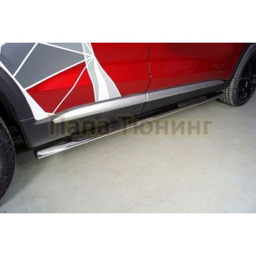 Пороги овальные с накладкой 75х42 мм ТСС для Geely Tugella 2020- Пороги овальные с накладкой 75х42 мм ТСС для Geely Tugella 2020-