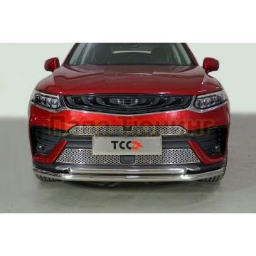 Защита передняя нижняя (двойная) 60,3/42,4 мм ТСС для Geely Tugella 2020-
