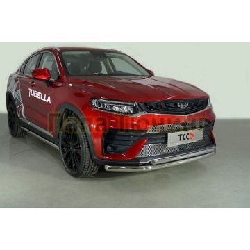 Защита передняя нижняя (двойная) 60,3/42,4 мм ТСС для Geely Tugella 2020-