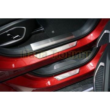 Накладки на пластиковые пороги (лист шлифованный) 4шт ТСС для Geely Tugella 2020- Накладки на пластиковые пороги (лист шлифованный) 4шт ТСС для Geely Tugella 2020-