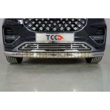 Защита передняя нижняя (овальная) 75х42 мм ТСС для Chery Tiggo 8 pro 2021-