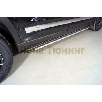 Пороги алюминиевые "Slim Line Silver" 1820 мм ТСС для Chery Tiggo 8 pro 2021-