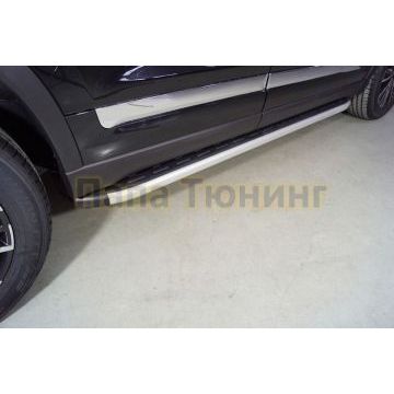 Пороги алюминиевые с пластиковой накладкой 1820 мм ТСС для Chery Tiggo 8 pro 2021-