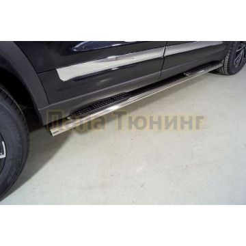 Пороги овальные с накладкой 120х60 мм ТСС для Chery Tiggo 8 pro 2021- Пороги овальные с накладкой 120х60 мм ТСС для Chery Tiggo 8 pro 2021-